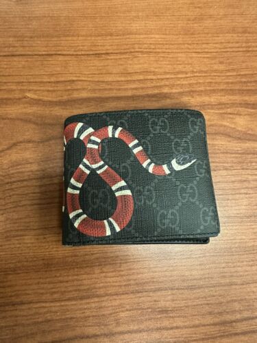 Gucci GG Supreme Kingsnake Card Holder Lanyard Coin Case w/Box