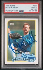 1989 Topps George Brett HOF Signed Baseball Card #200 PSA 9 DNA 9 Certified Auto
