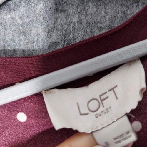 Loft Ann Taylor Kleid 8 Wickel Bindebänder Polka Dot Burgund leicht Retro feminin - Bild 5 von 9