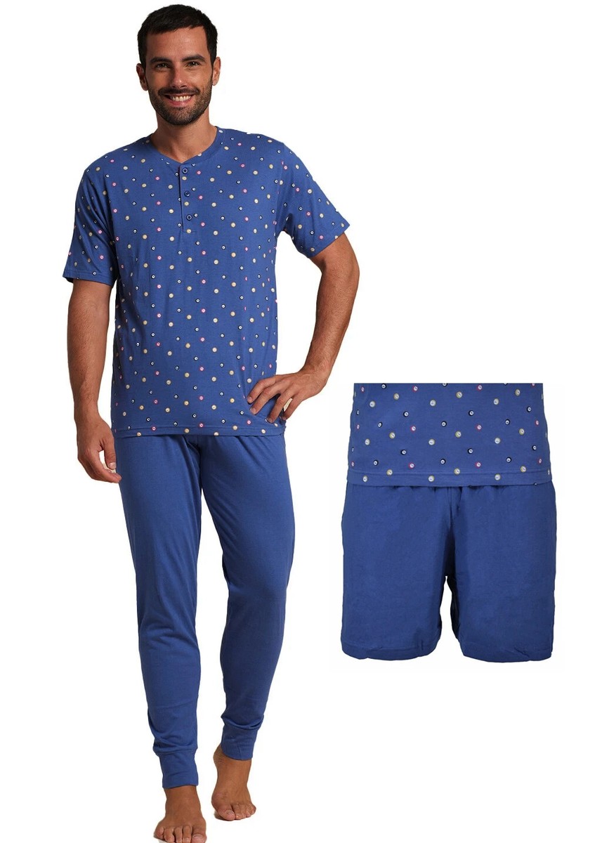 Pigiama Uomo corto e lungo KAREL 100% cotone estivo (3 pezzi)