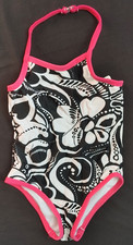 INFANT GIRLS 18 MONTH BLACK WHITE PRINT 1 PIECE SWIMSUIT - NEW CLOTHING