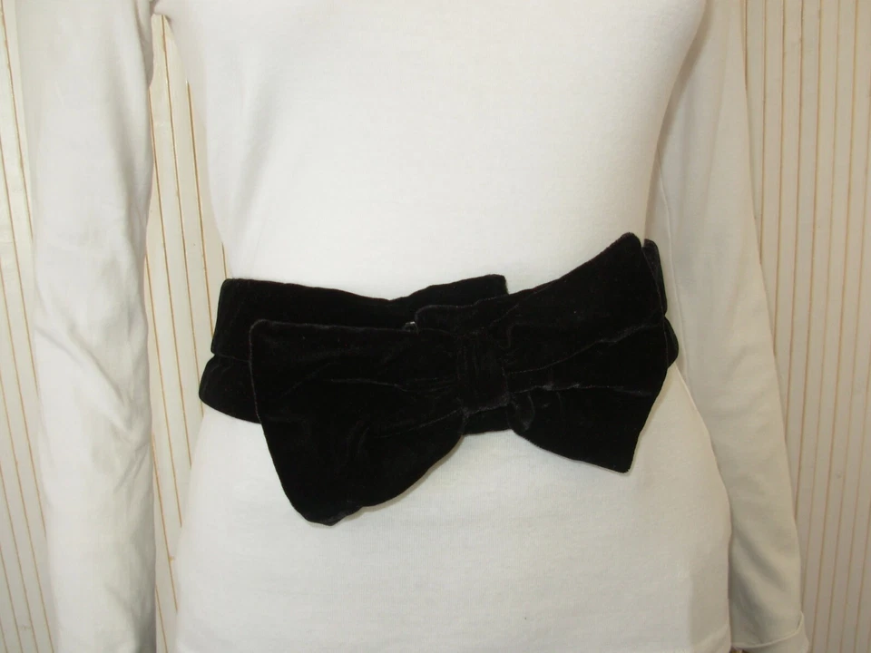 Ceinture Velours Nœud noir Femme Vintage CEBR039 - Photo 3/4