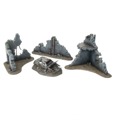 Sci Fi Hive Industrial Skirmish Terrain Wargame Destroyed Building Set Car 28mm
