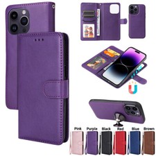 2 in 1 Magnetic Leather Flip Card Wallet Case For iPhone 17 16E 15 14 13 12 11 7