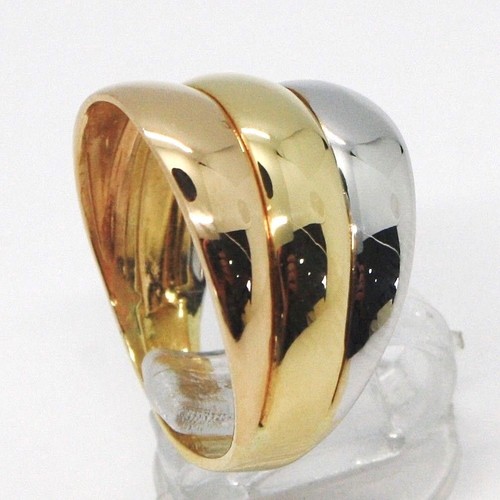 ANELLO ORO GIALLO BIANCO E ROSA 750 18K, FASCIA, TRE COLORI, MADE IN ITALY - Foto 3 di 9