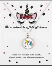 Unicorn horse pendant necklace with gift box