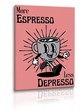 Godont Retro Coffee Wall Art, More Espresso Less Depresso Quotes Funny Coffee...