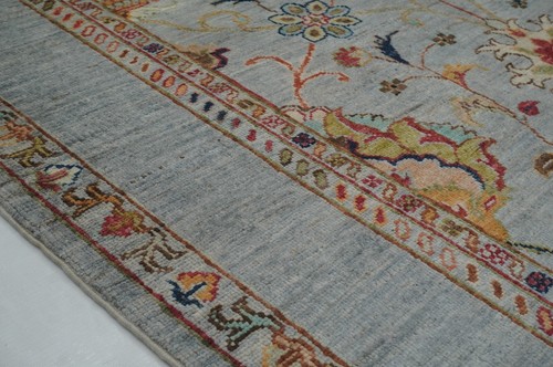 4 x 6 ft Blueish Gray Afghan Hand Knotted Veg dyes Wool Transitional Area Rug - Picture 10 of 17