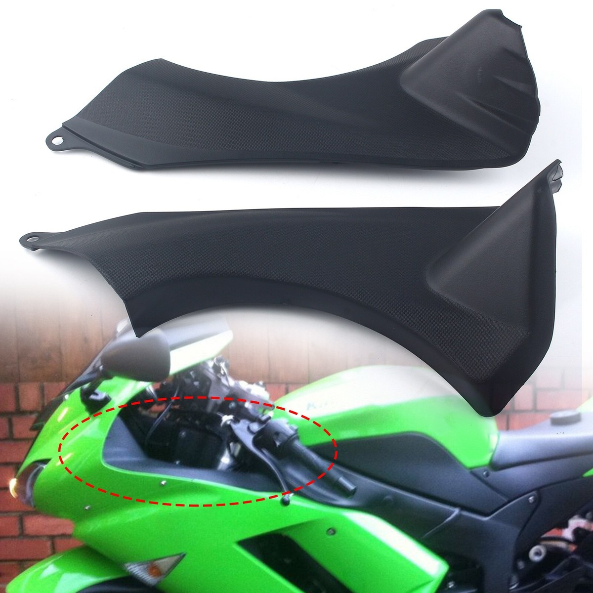 Fits For Kawasaki Ninja ZX6R 2007-2008 Black Front Dash Air Duct