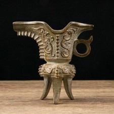 Antique Collect Copper Winecups Ancient Three-Legged Suzaku Goblet Ornament