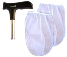 CocoDrill Coconut Opener +2 Nut Milk Bags COMBO - Open Tap Coco Water, Fresh