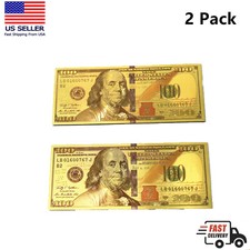 2x Golden $100 Dollar Bill Message Board Fridge Magnet One Hundred Dollar Magnet
