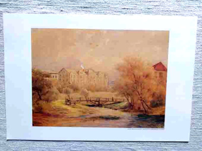 Kunstblatt Werre in Detmold Aquarell Ludwig Menke 1850 Druck 19,5x29,5 cm Lippe