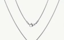 925 Sterling Silver Snake Chain Necklace 1.2mm 20 Inches Italy