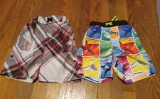 Swimsuits - Trunks Boys' Size XS 4/5 Lot 2 Wonder Nation Sharks OP Plaid