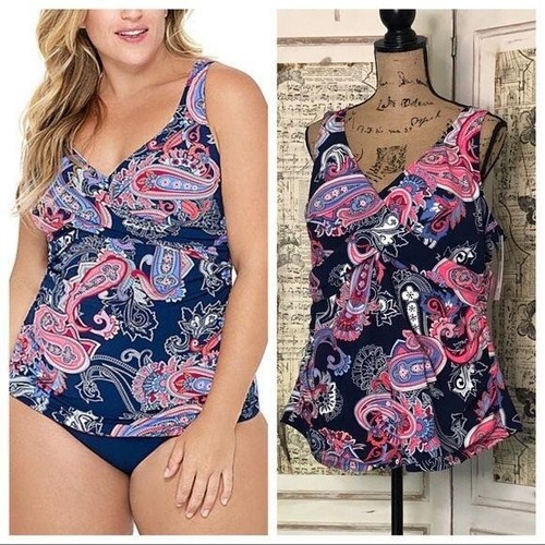 Christina Navy Paisley Crossover Tankini Top 3X | eBay