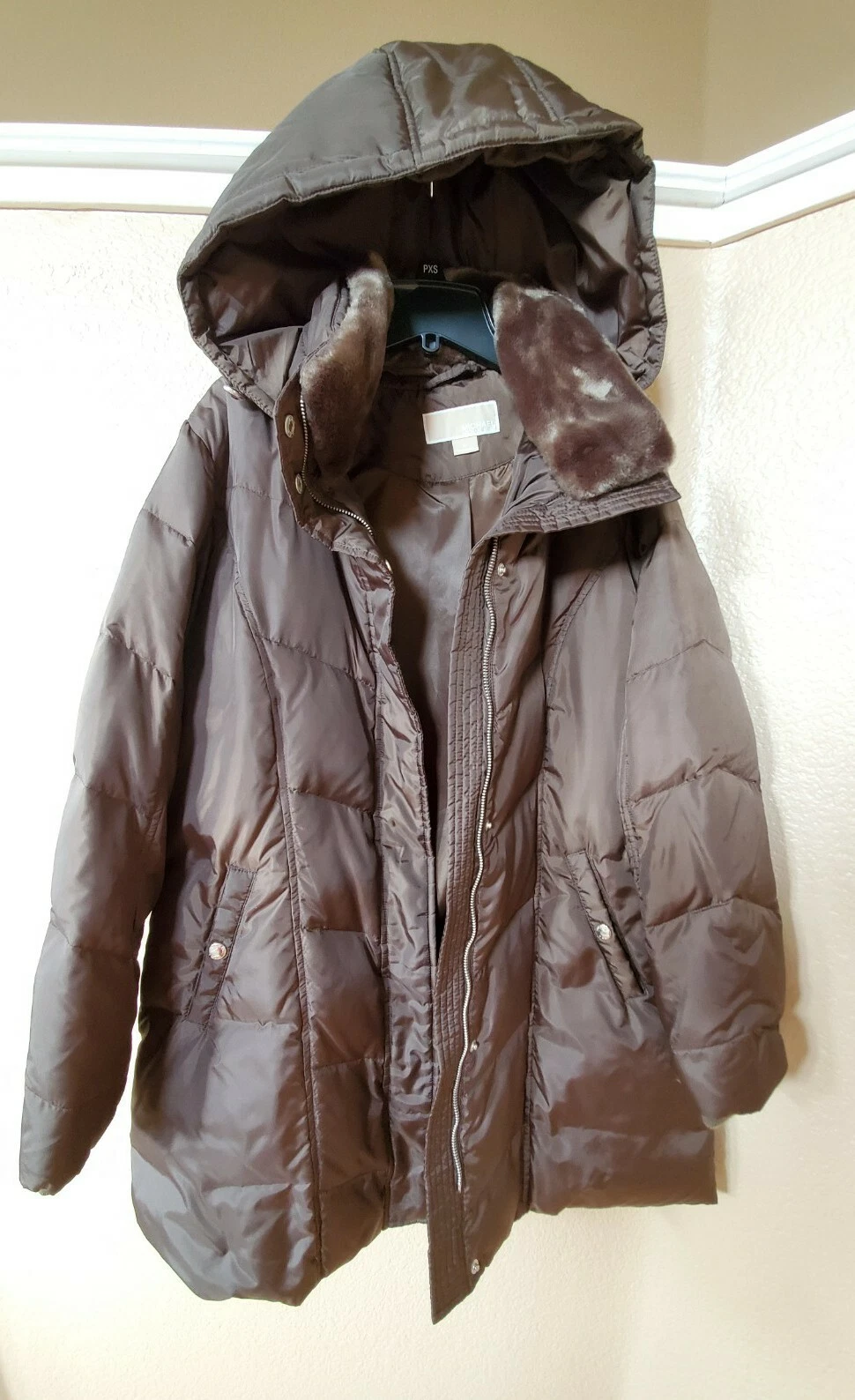 Michael Kors Giacca Tampone Marrone Trapuntato Taglia PL $295