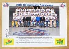 Autographed 1987 Rochester Americans Team Photo, Benoit Hogue, Vintage Hockey