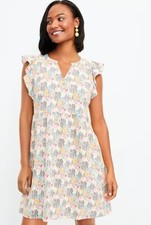 NWT Women's LOFT S/S Paradise Ruffle Button Dress Sz Medium