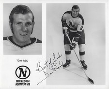 Tom Reid Autographed Signed 8x10 RARE North Stars Press Photo NHL - w/COA