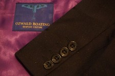 Ozwald Boateng Black Glitter Jacquard Plaid Wool Blend 2 PC Suit Sz 40R England