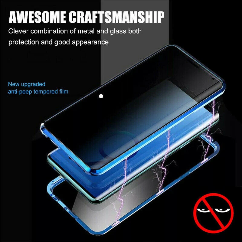 Case For Samsung S23 Ultra S22 Ultra Anti-peep 360 Magnetic Metal Glass Cover - Image 4 of 4