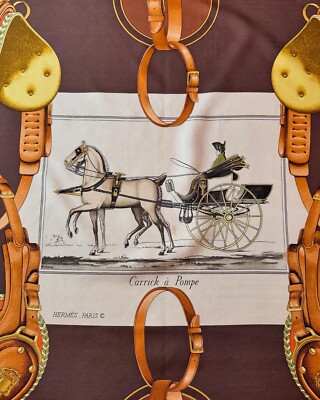 Hermes Paris Carrick a Pompe 1973 Leddux Vintage Silk Scarf | eBay