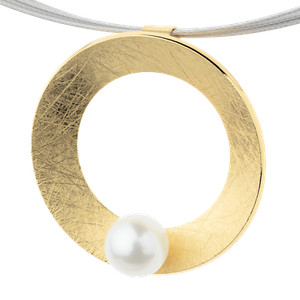 Authentic Ernstes Design Pendant AN953 1 1/32in Gold Plated Pearl Matt Gekratzt