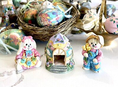 Vintage Easter Bunny Figurines Set of 3