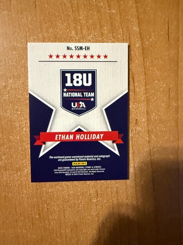 2025 Panini Stars & Stripes - Ethan Holliday - 18U Team USA Auto Relic - 第 6/19 張圖片