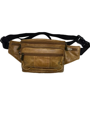 Ameri Leather Brown Leather Fanny Pack Waist Belt Organizer Bag