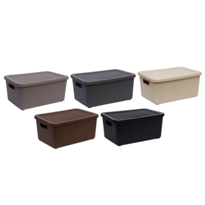 3 x KLEINE 7L Kunststoff Aufbewahrungsbox mit Deckel Küche Zuhause Büro Korb Behälter