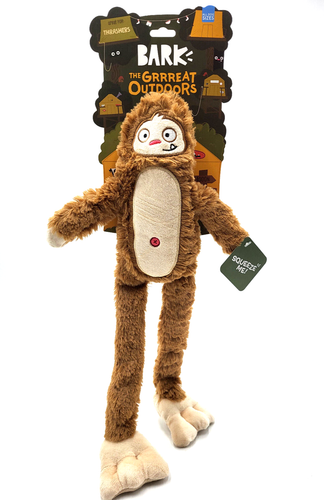 BarkBox Hairy Henderson Bigfoot Plush Squeaky Tug & Shake Dog Toy 17" - Afbeelding 1 van 13