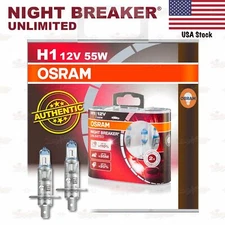 OSRAM NIGHT BREAKER UNLIMITED Headlight Bulbs Duo H1 +110% 12V 55W 64150NBU-HCB