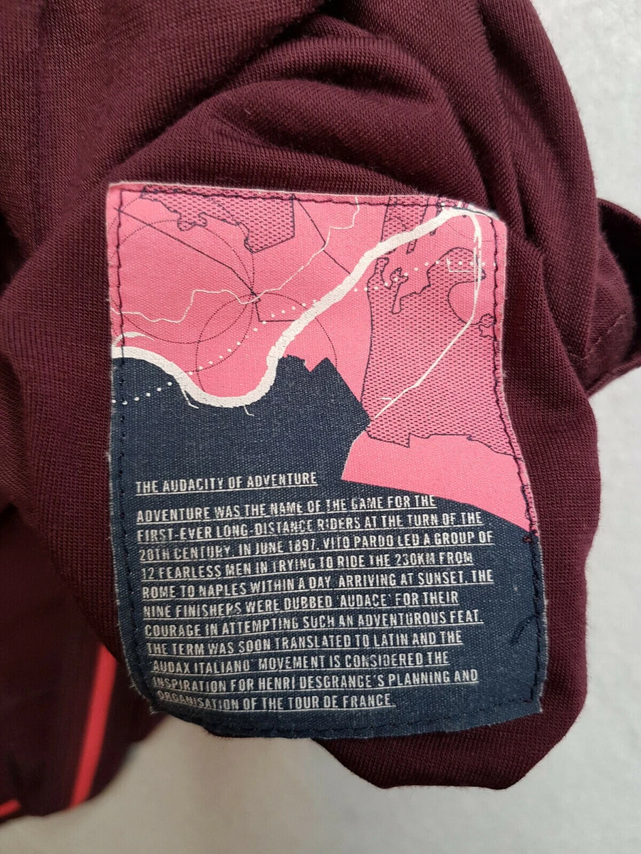 USED BURGUNDY LONG SLEEVE CYCLING JERSEY HI VIZ RAPHA BREVET