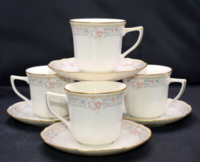 Noritake Windsor Garden * 4 SETS CUPS & SAUCERS * Excellent!!