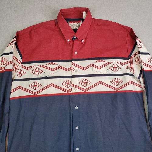 Vintage Pure Country Shirt Men's Size XL Western Button Down Long Sleeve Aztec - Picture 3 of 17