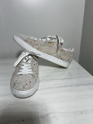 #ad Puma Men#x27;s Natural Paint Splatter Sneakers Suede Classic Allo Gray Size 8.5 $14.32