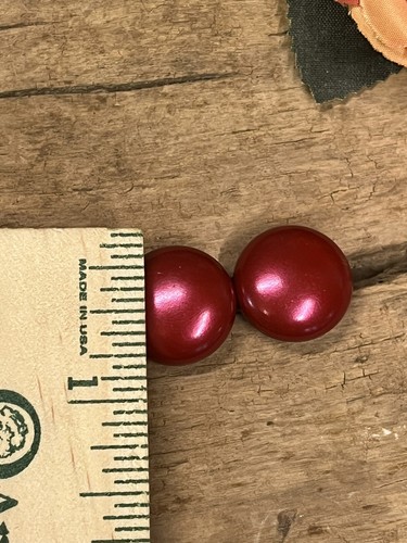 VINTAGE RED BUTTON STUD EARRINGS .75” - Picture 4 of 4