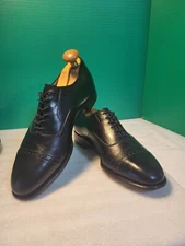 Johnston & Murphy Men's Oxford Cap Toe Dress Shoes Black Size 9-1/2  D/B- Heel 