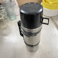 Vintage King-Seeley Stainless Steel/Black Cup Thermos -Model 2464S Quart Size BN