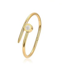 Stunning gold white Stainless Steel Zircon Open Nail Bracelet For Women
