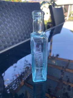 Antique Ice Blue Aqua Davis Painkiller Vegetable Bottle 1800s