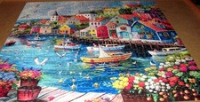 1000 PIECE PUZZLE  POSTER INCLUDED  LETTERS ON BACK  "SEASIDE HARBOR"