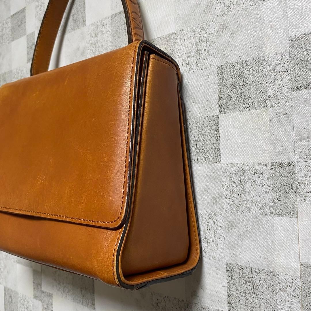 Valentino Garavani Leather Handbag Brown Vintage Classic Women's Bag Japan thumbnail 3