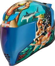 Icon Airflite Motorcycle Helmet Pleasuredome 4 Blue Medium CLOSEOUT