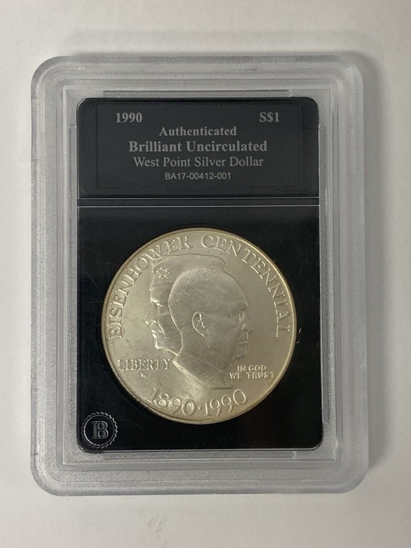 1990 Brilliant Uncirculated West Point Silver Dollar Eisenhower Centennial