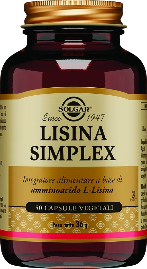SOLGAR LISINA SIMPLEX 50 capsule vegetali integratore di L - Lisina - Immagine 2