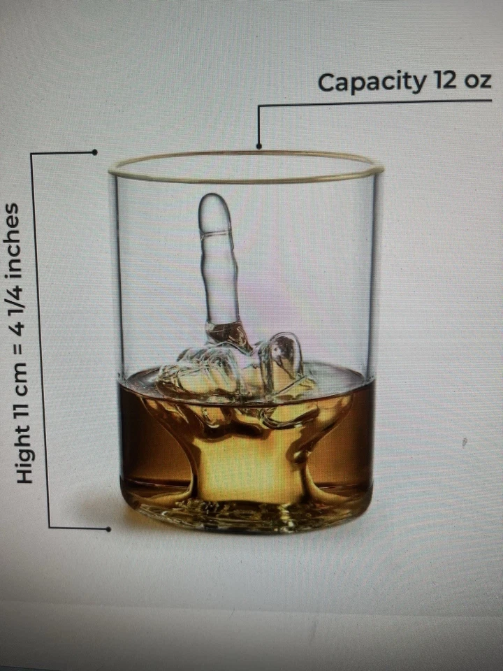 Middle Finger Whiskey Cocktail Glass Premium Gold Trim FU Up Yours Joke Humor - Image 3 of 4