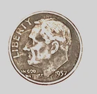 1957-P Roosevelt Dime - Circulated Condition - 90% Silver - US Coin 10¢